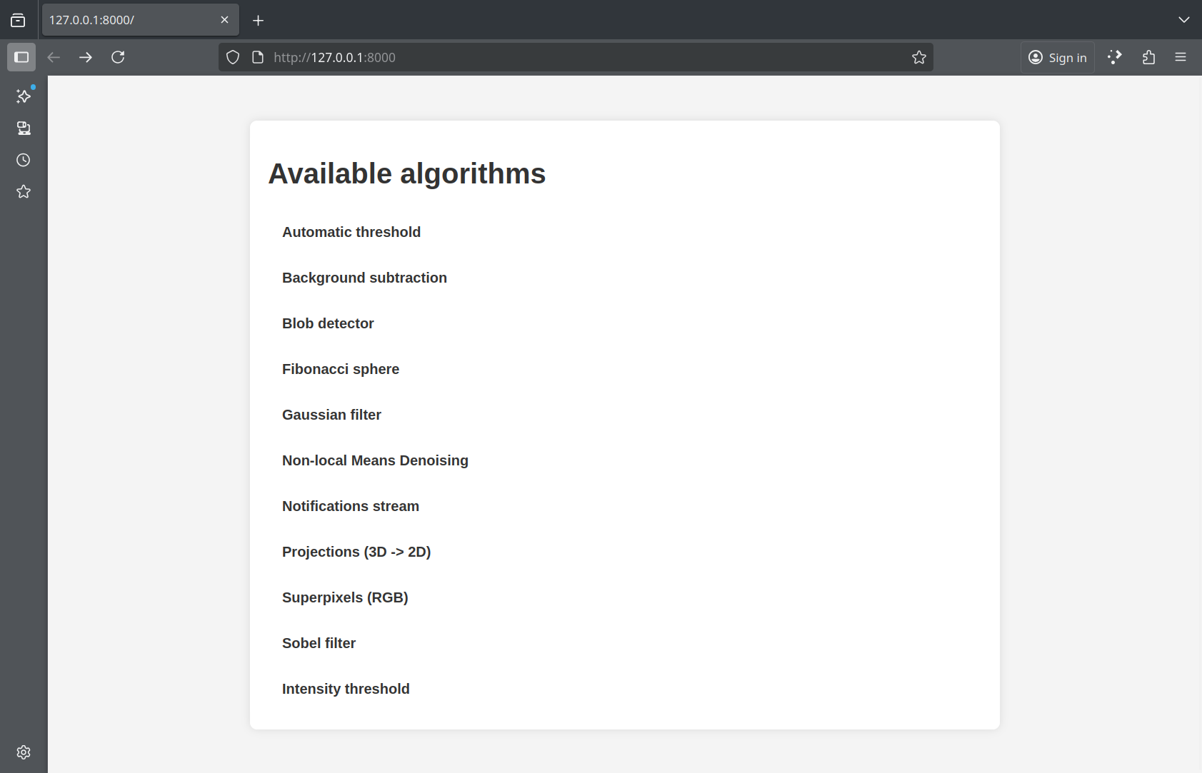 Algorithm server page